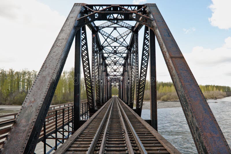 Steel trestle railway bridge