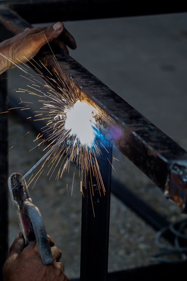 Steel welding stock photo. Image of high, energy, contrast 80610702