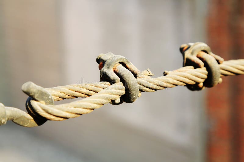 Steel wire rope and connection fasteners royalty free stock photo