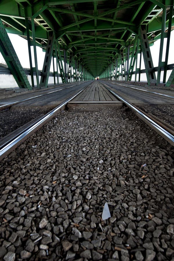 Steel and Wooden Bridge in Warsaw Stock Photo Image of perspective