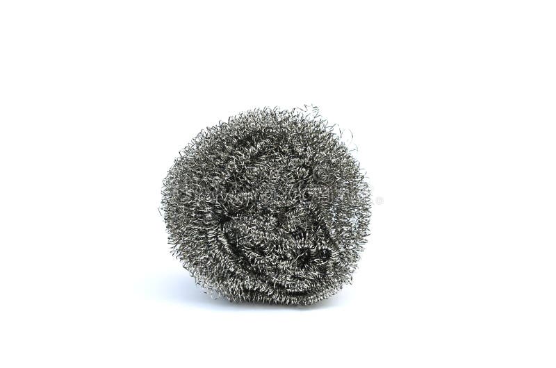 Steel Wool Isolated on White Background. Stainless Steel Sponge for