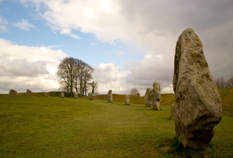 Steencirkel in Avebury stock foto's Steencirkel in Avebury stock foto's