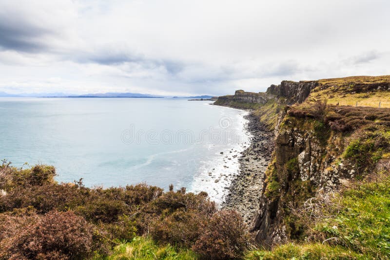 Steep rocky coastline on the Island Skye