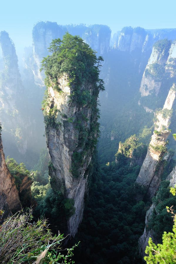 Steep stone mountain at zhangjiajie