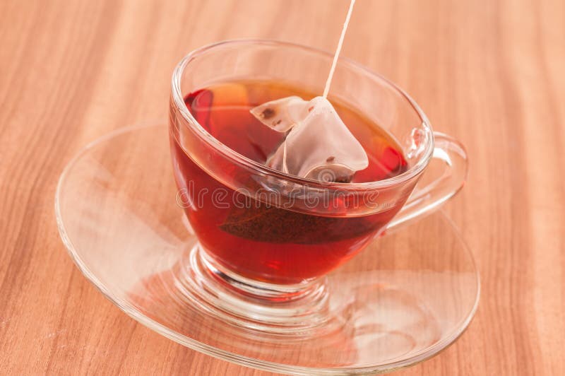 Steeping Tea Bag in a Glass Cup Close Up Stock Image Image of close