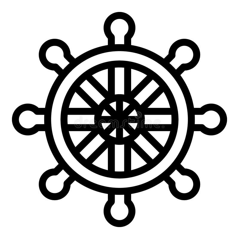 Steering Ship Wheel Icon, Outline Style Stock Vector Illustration of