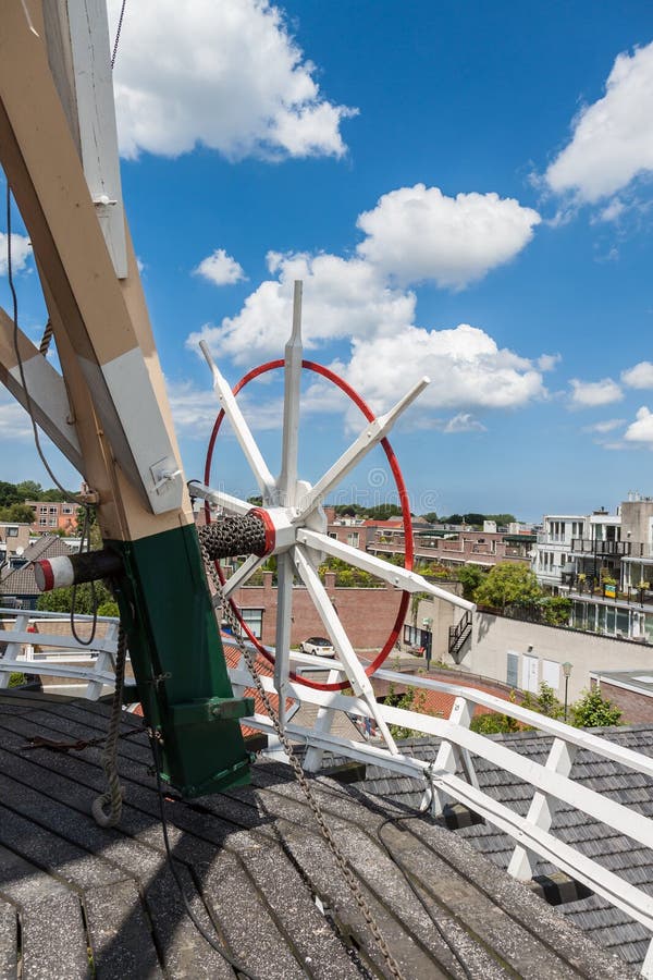Steering Wheel of Dutch Windmill Stock Photo Image of blue, steering