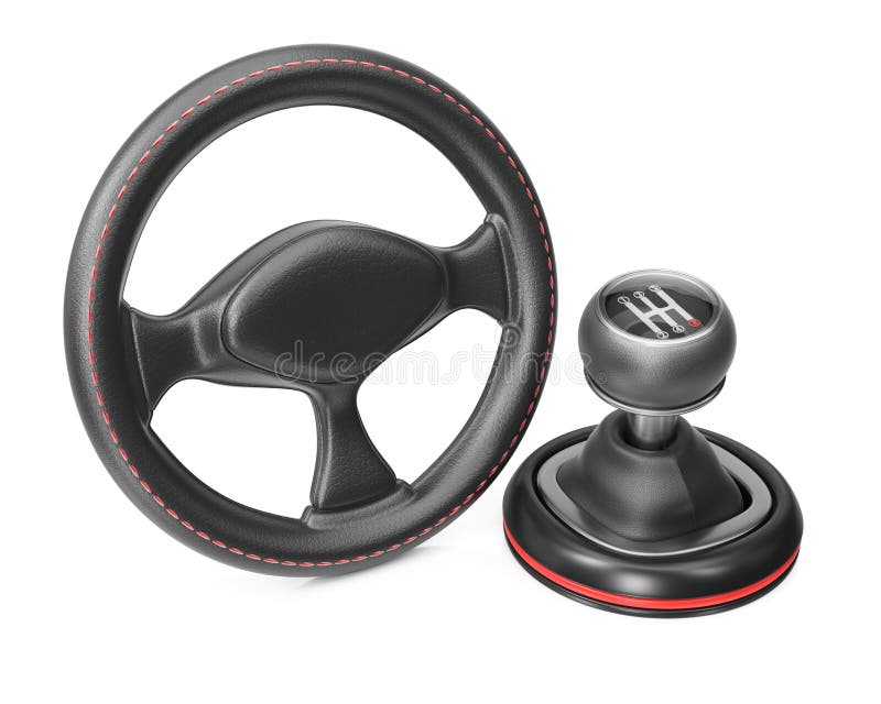Car Steering Wheel And Gear Stick Stock Illustration Illustration of