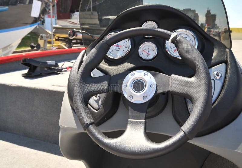 Steering Wheel of Light Boat Stock Image Image of steering, rubber 25115433
