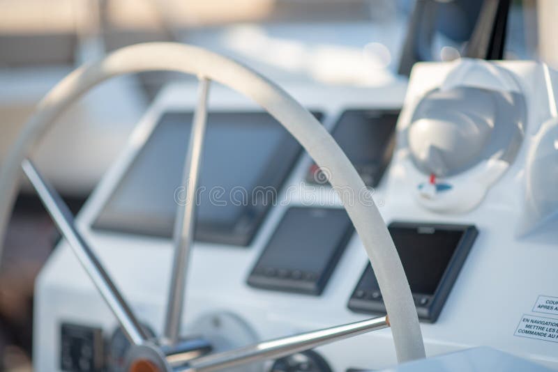 Steering Wheel on a Luxury Yacht Stock Image Image of equipment