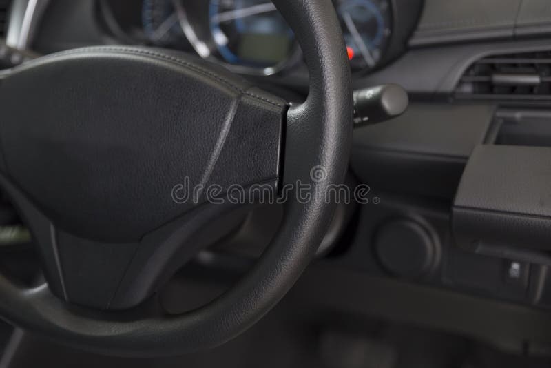 Steering wheel of new car stock photo. Image of drive 71787354