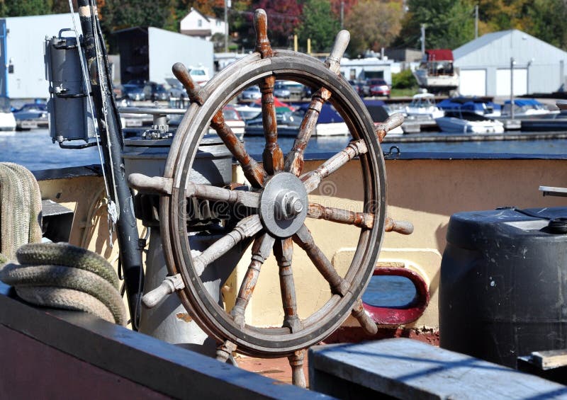 Steering wheel of a ship stock photo. Image of boats 57501330