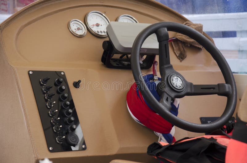 Steering Wheel of Speed Boat Stock Image Image of device, instrument