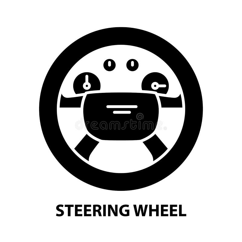 Steering Wheel Symbol Icon, Black Vector Sign with Editable Strokes