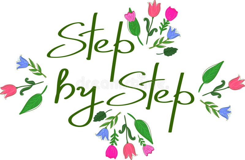 Steg-för-steg inspirerande citationstecken Skriftlig bokstäver för hand och blom- beståndsdelar stock illustrationer Steg-för-steg inspirerande citationstecken Skriftlig bokstäver för hand och blom- beståndsdelar stock illustrationer