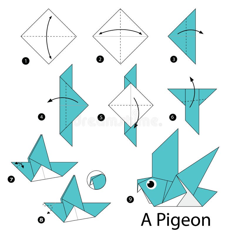 Steg-för-steg anvisningar hur man gör origami en fågel