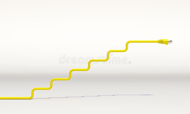 Stege tillverkad av gul planethernet-kabel vektor illustrationer