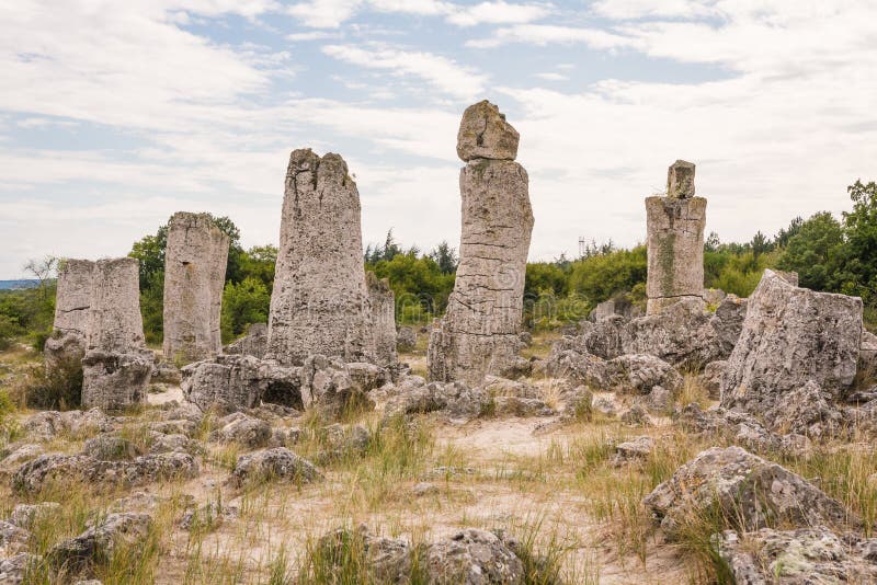 Steinwald nahe Varna, Bulgarien Pobiti Kamani stockbilder Steinwald nahe Varna, Bulgarien Pobiti Kamani stockbilder