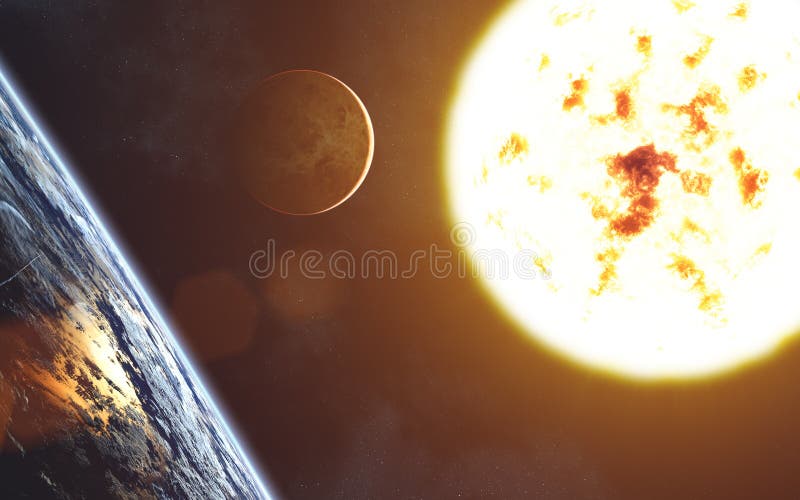 Stella gigante rossa Sistema solare Sun Paesaggio della terra venus immagine stock libera da diritti Stella gigante rossa Sistema solare Sun Paesaggio della terra venus immagine stock libera da diritti