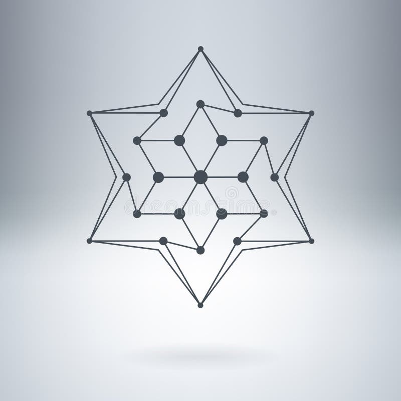 Stella poligonale, logo alla moda moderno Elemento di progettazione con i nodi illustrazione vettoriale Stella poligonale, logo alla moda moderno Elemento di progettazione con i nodi illustrazione vettoriale