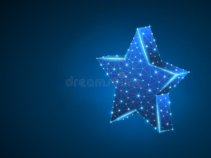 Stella volumetrica 3d con cinque raggi Stella bassa dello spazio poligonale al neon di vettore poli nel concetto del cielo Punti illustrazione vettoriale Stella volumetrica 3d con cinque raggi Stella bassa dello spazio poligonale al neon di vettore poli nel concetto del cielo Punti illustrazione vettoriale