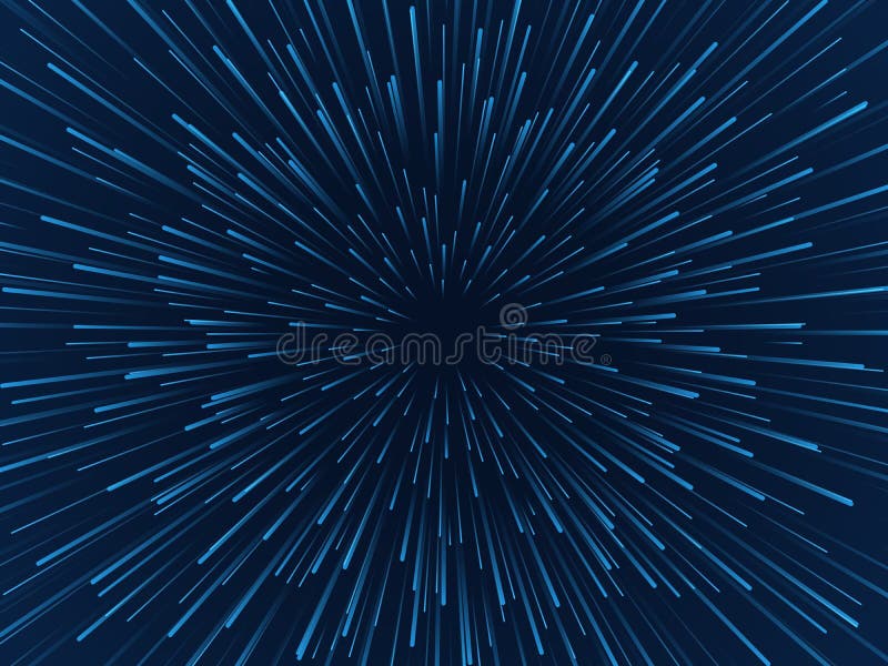 Stelle di curvatura Stelle mobili iperspaziali in campo gravitazionale, tunnel spaziale Neon futuristico royalty illustrazione gratis