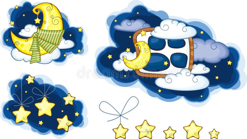Stelle e nubi della luna illustrazione vettoriale Stelle e nubi della luna illustrazione vettoriale
