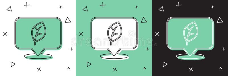 Stelle mit Blattsymbol auf weißem und grünem schwarzem Hintergrund. Ökoenergiekonzept. alternative Energie vektor abbildung