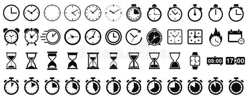 Stellen Sie Ikonen-Zeitmanagement ndash Überträger der Sanduhrikonen sandglass Timer-Uhr flachen ein lizenzfreie abbildung