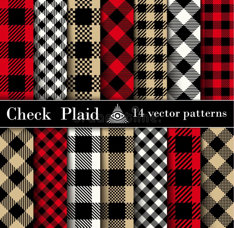Set Check  Plaid  Seamless Patterns Backgrounds. Black,  Red,  Camel Beige and  White    Flannel  Shirt Tartan Patterns. Christmas Trendy Tiles Vector Illustration for Wallpapers. Set Check  Plaid  Seamless Patterns Backgrounds. Black,  Red,  Camel Beige and  White    Flannel  Shirt Tartan Patterns. Christmas Trendy Tiles Vector Illustration for Wallpapers