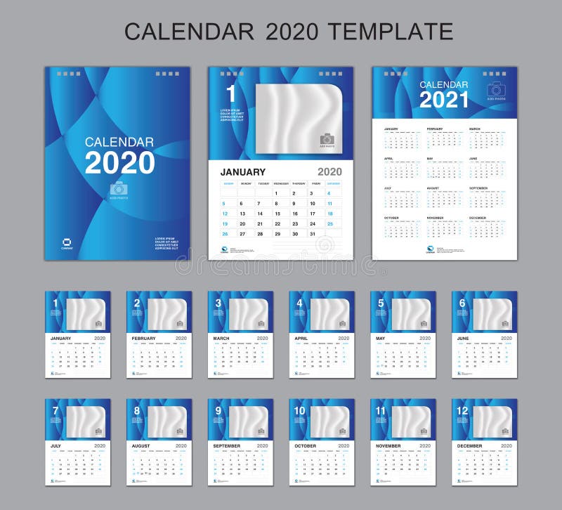 Stellen Sie Tischkalender-2020 Vektor, Entwurf des Kalender-2021, Wochen-Anfang am Sonntag ein vektor abbildung Stellen Sie Tischkalender-2020 Vektor, Entwurf des Kalender-2021, Wochen-Anfang am Sonntag ein vektor abbildung