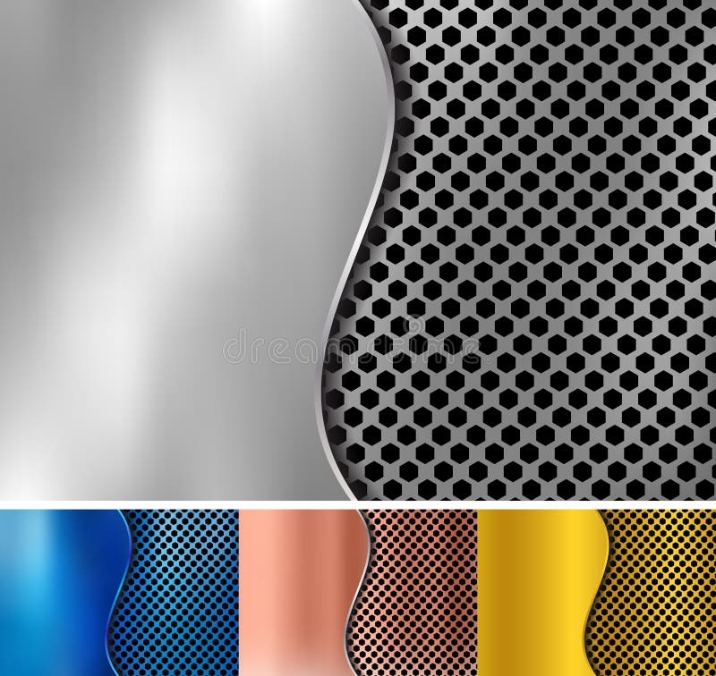 Stellen Sie vom abstrakten Gold, Kupfer, Silber, der blaue metallische Metallhintergrund ein, der von der Hexagonmusterbeschaffen stock abbildung Stellen Sie vom abstrakten Gold, Kupfer, Silber, der blaue metallische Metallhintergrund ein, der von der Hexagonmusterbeschaffen stock abbildung