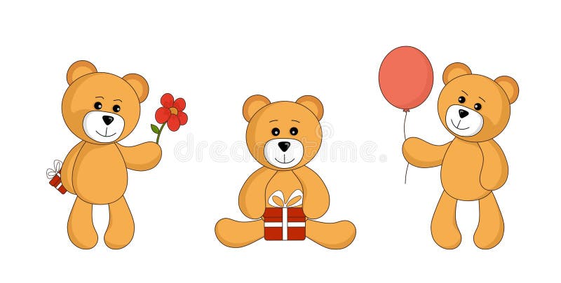 Stellen Sie vom Teddybären mit Geschenk ein nette Grußbären Vektor lokalisiertes Bild für Kinder stock abbildung Stellen Sie vom Teddybären mit Geschenk ein nette Grußbären Vektor lokalisiertes Bild für Kinder stock abbildung