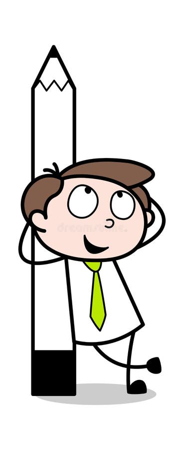 Stellung mit einem Bleistift - Büro-Geschäftsmann-Employee Cartoon Vector-Illustration vektor abbildung Stellung mit einem Bleistift - Büro-Geschäftsmann-Employee Cartoon Vector-Illustration vektor abbildung