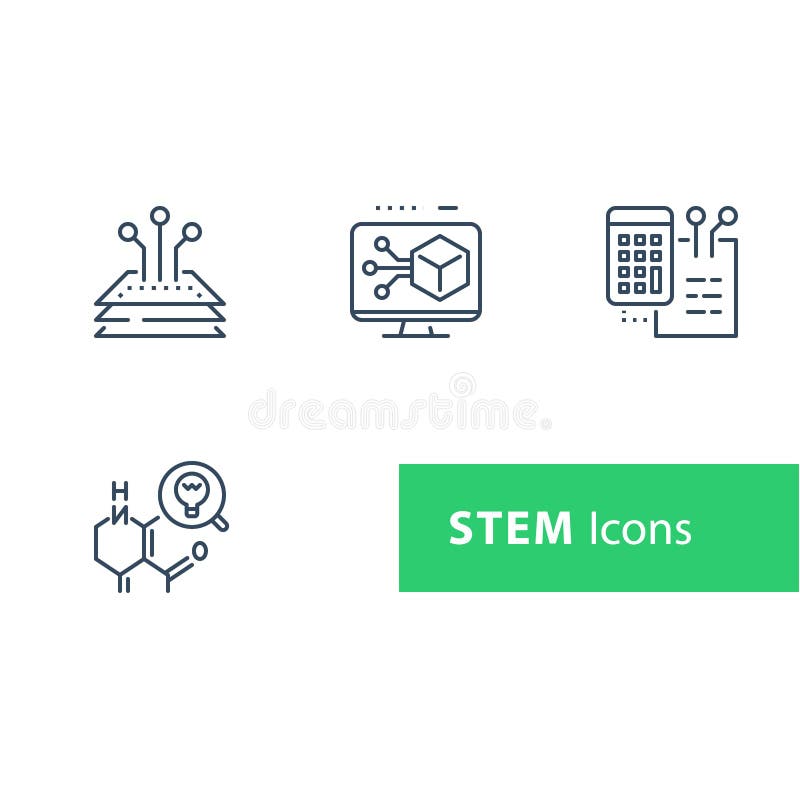 STEM concept, technology development, science research, tech innovation, math and engineering royalty free illustration STEM concept, technology development, science research, tech innovation, math and engineering royalty free illustration