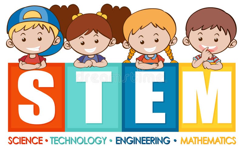 STEM Education Logo Banner with Kids Cartoon Character Stock Vector -  Illustration of educational, development: 222244319