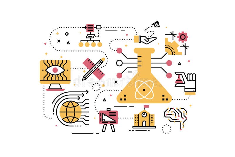 STEM science, technology, engineering, math education stock illustration