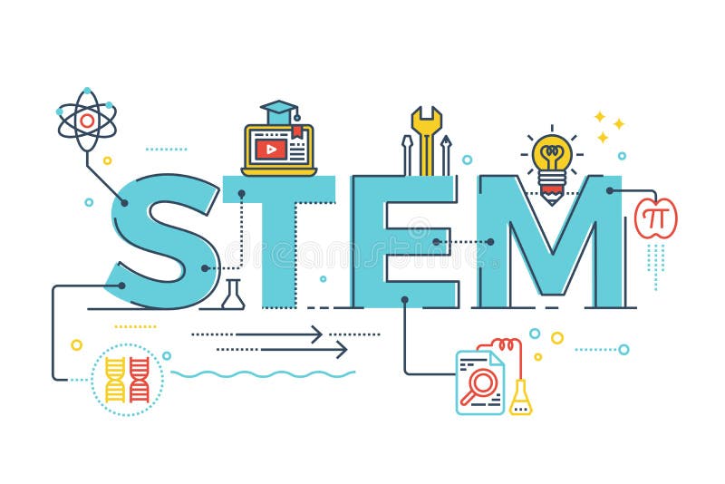 STEM - science, technology, engineering, mathematics stock illustration