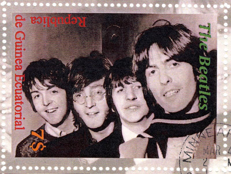 Stamp with famous group The Beatles. Stamp with famous group The Beatles