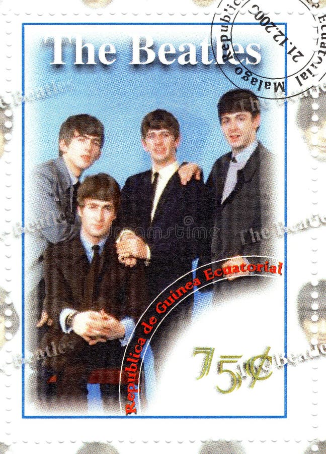Stamp with famous music group The Beatles. Stamp with famous music group The Beatles