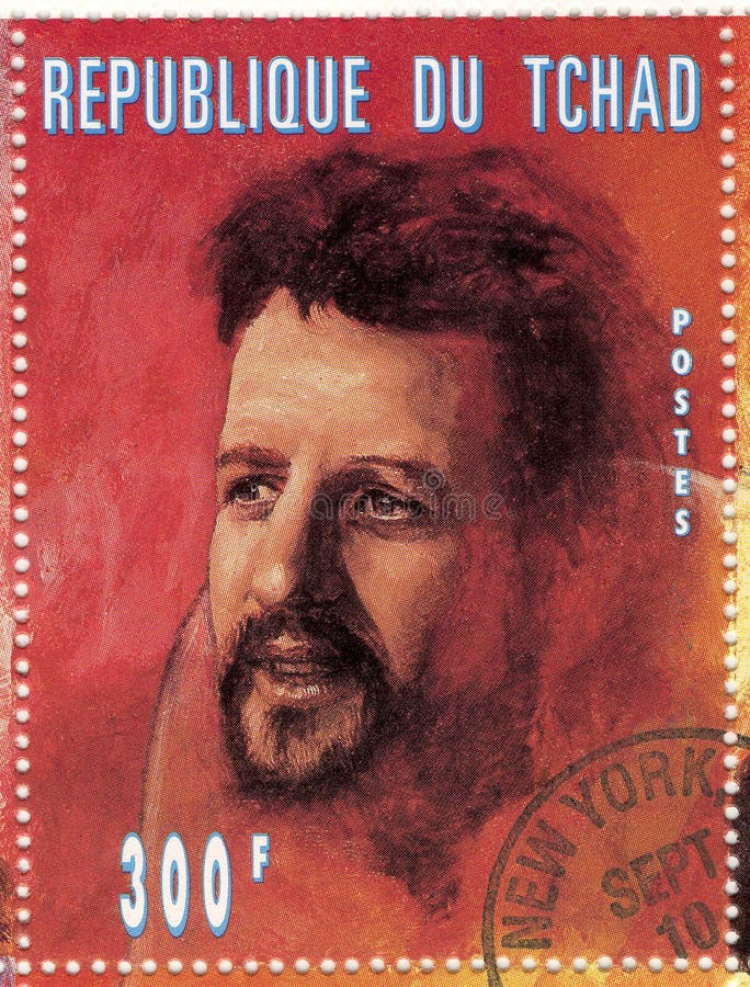 Stamp with Ringo Starr from famous group The Beatles. Stamp with Ringo Starr from famous group The Beatles