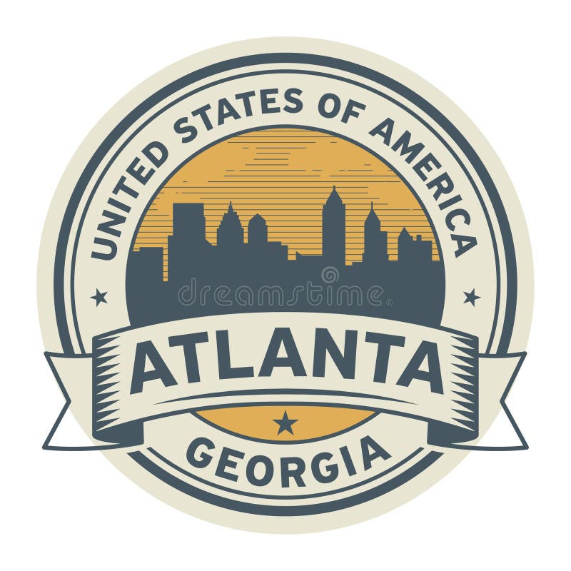 Stempeln Sie oder Aufkleber mit Namen von Atlanta, Georgia, vektor abbildung Stempeln Sie oder Aufkleber mit Namen von Atlanta, Georgia, vektor abbildung