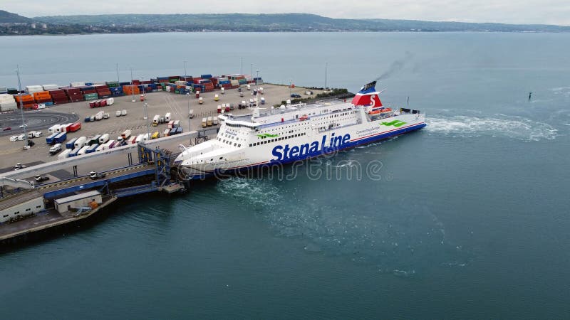 Stena Fast Ferry at Belfast Harbour in Northern Ireland stock images
