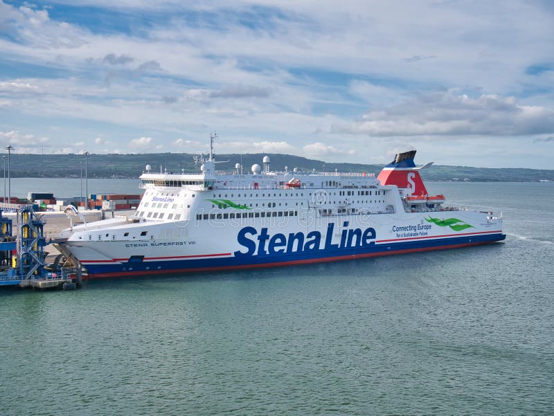 The Stena Line  Ro-Pax ferry Stena Superfast VIII moored at the Port of Belfast, Northern Ireland.