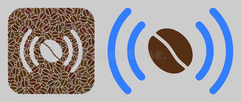 Stencialkollage (wifi spot) med kaffebönor royaltyfri illustrationer