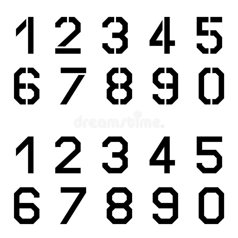 Stencil angular font numbers - illustration for the web. Stencil font numbers vectors