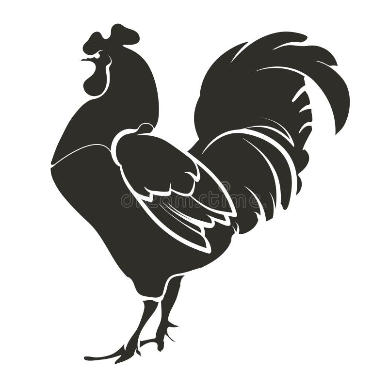 Stencil rooster, black. stock vector. Illustration of symbol - 81052944