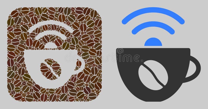 Stencilmosaikkälla för kaffe med kaffefrön royaltyfri illustrationer