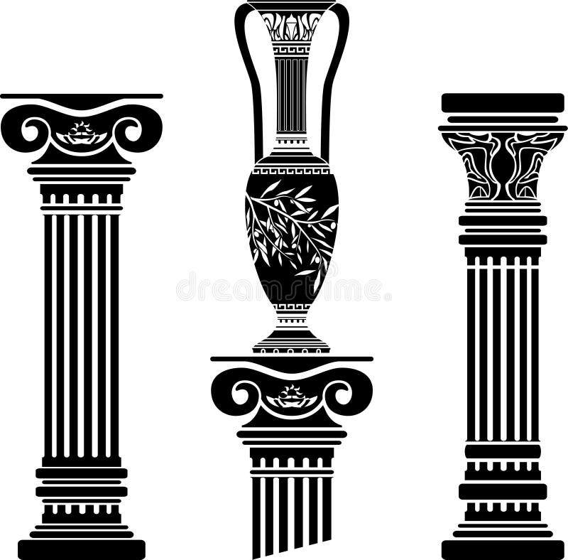 Stencils of columns and hellenic jug royalty free illustration