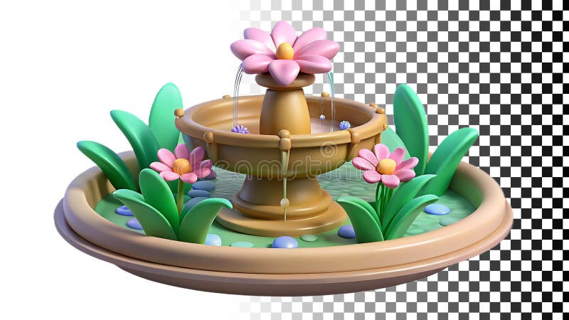 Stenfoni med blommor, tvättvatten och utomhuselegans med transparent bild Generative AI vektor illustrationer